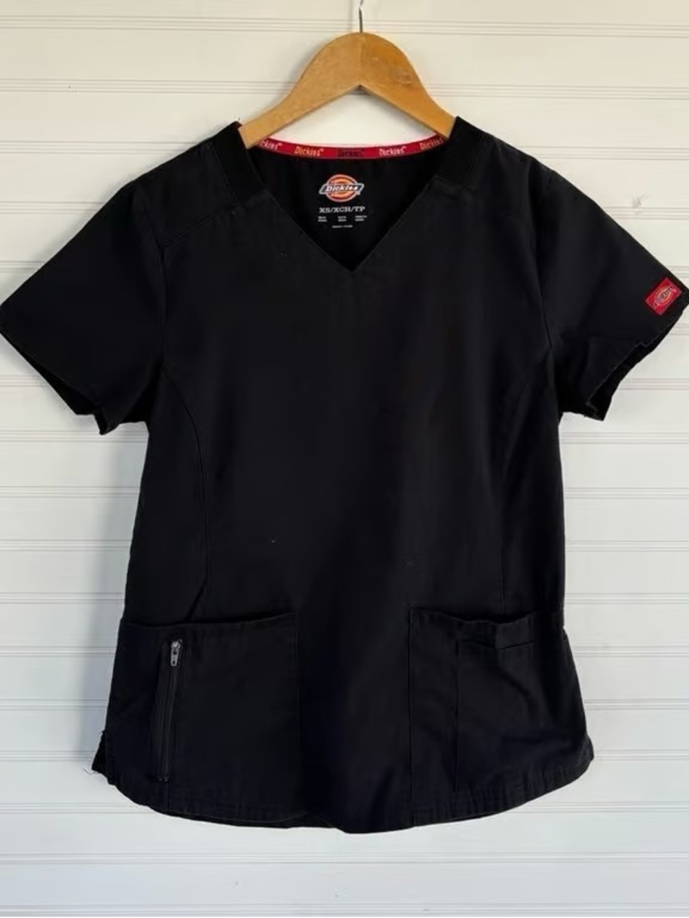 Dickies Black V-Neck Short Sleeve Scrub Top